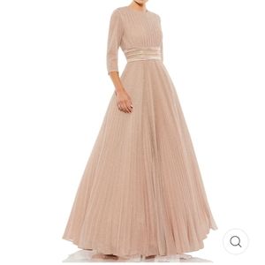 Mac Duggal Shimmering Pleated A line ball Gown Rose Gold Sizes 4,6,8,10,12,16